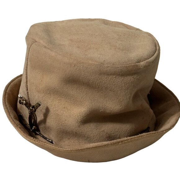 Vintage Khaki Peaked Cap With Lace Running Through Top - Picture 1 of 7